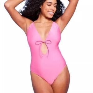 NWT Shade & Shore Hot Pink One Piece Swimsuit with Side Cutouts size XL